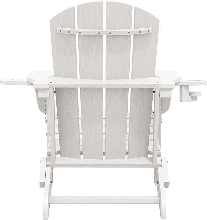 SERWALL Adirondack Chair with Cup Holders - Composite Adirondack Chairs Set of 6 HDPE Outdoor Chairs All Weather Use- White