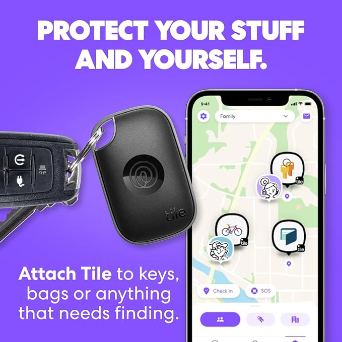 Tile by Life360 Pro - Powerful Bluetooth Tracker, Key Finder and Item Locator for Keys Bags, and More. Both iOS and Android Compatible. Phone Finder. 2-Pack (Black/White)
