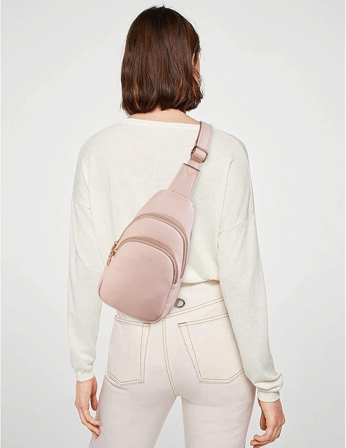 Telena Small Sling Bag for Women Leather Crossbody Fanny Packs Chest Bag for Women