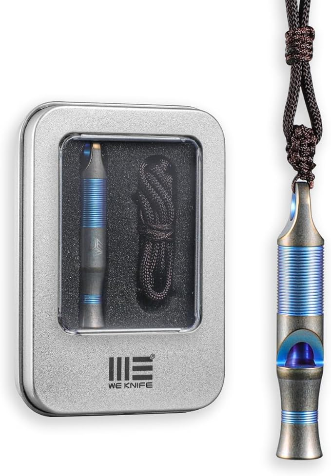 WeKnife Emergency Whistle Survival Loud, Titanium Outdoor Safety Whistle Survival Shrill Loud Blast with Paracord for Kayak, Life Vest, Jacket, Boating, Fishing,Camping, Hiking, Hunting, Coyote