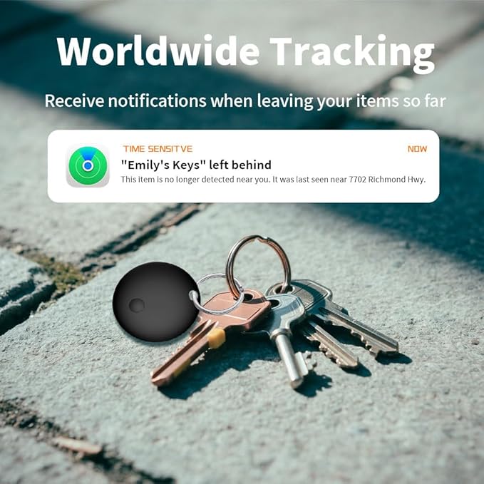 Air Tracker Tag, Smart Tracker Item Finders Compatible with Apple Find My, Bluetooth Smart Air Tag Key Finder Item Locator Worldwide Tracking for Pet Wallet Backpack Luggage, Black (iOS Only)