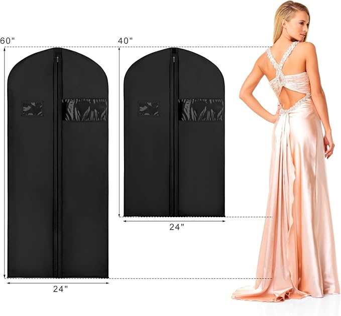 Syeeiex 40" Suit Bag(Set of 8), Suit Bags for Closet Storage, Garment Bags for Hanging Clothes, Suit Cover Bags for Suits, T-shirts, Jackets, Coats, Business Wear (Black)