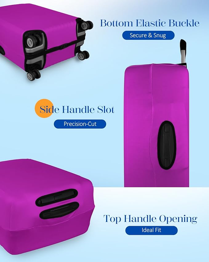 Slohif Luggage Cover for Suitcase Tsa Approved Protector - Luggage Sleeve Suit Case Cover Travel Stretch Large Baggage Case Protective Washable Fit 22-24 Inch Purple