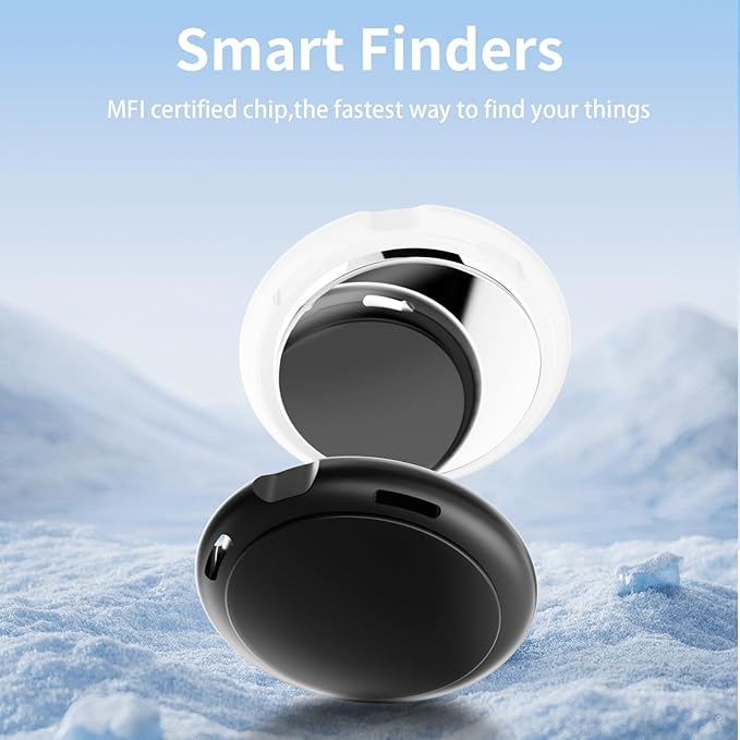 Air Tracker Tags 4 Pack [Apple MFi Certified] Pair with Apple Find My(iOS Only) Smart Bluetooth Tracking Tags Key Finder Item Locator Waterproof Worldwide Tracker for Pets Wallet Backpack Dogs Luggage