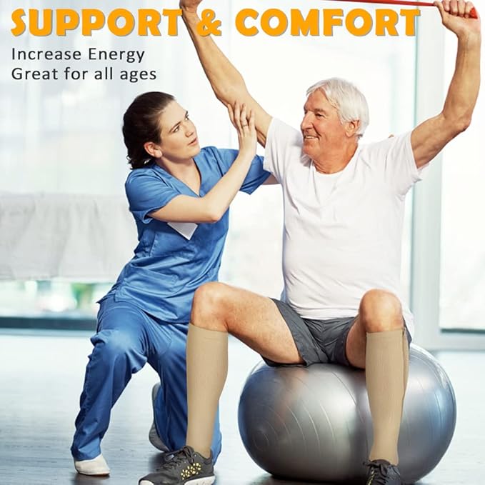 CASMON 2 Pairs Zipper Compression Socks for Women & Men,15-20 mmHg Closed Toe Knee High Support Sock for Varicose Vein Edema