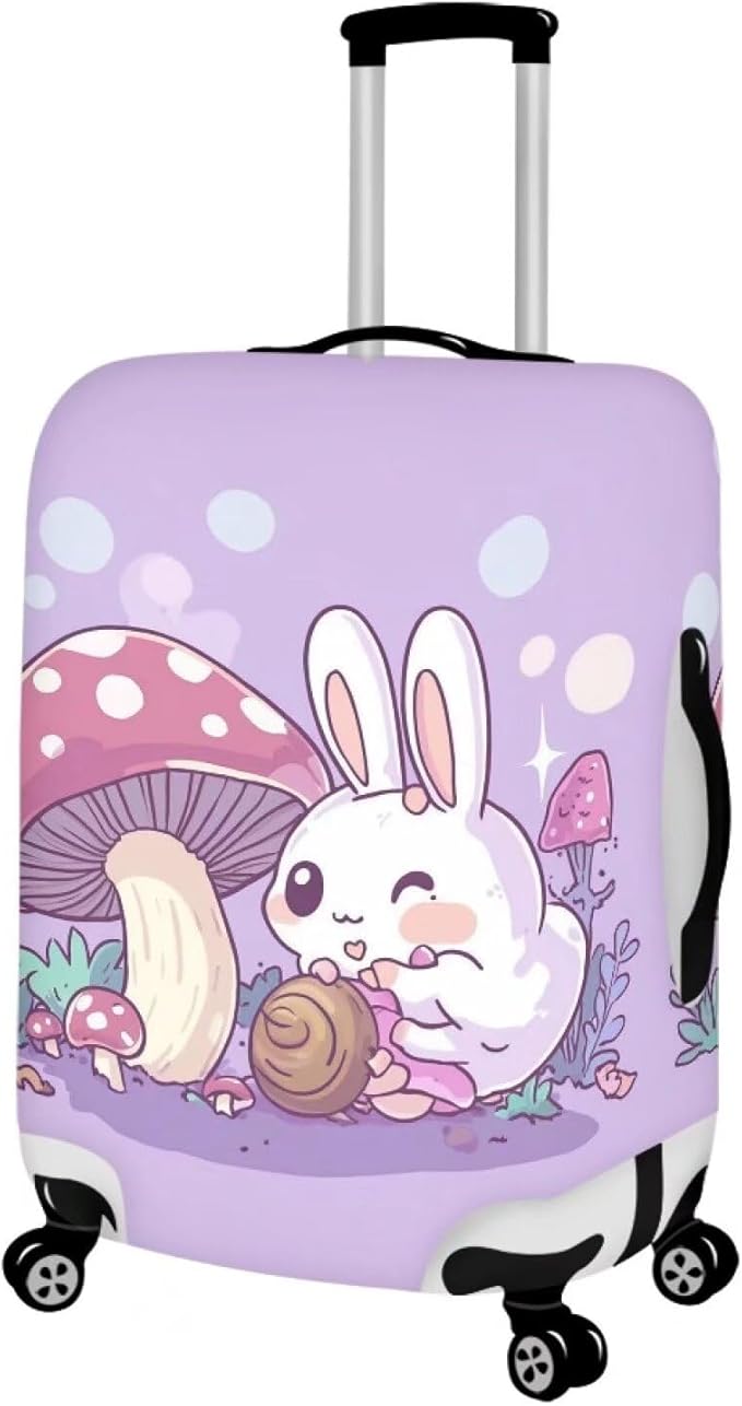 Cute Bunny Rabbit Luggage Covers Fit 30-32 Inch Universal Thickness Suitcase Covers for Luggage Mushroom Suitcase Cover Scratch Resistan Zip Travel Luggage Cover Elastic Baggage Case