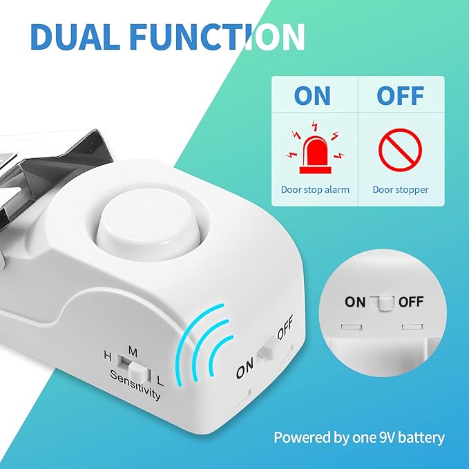 Door Stop Alarm, Door Stopper with 120DB Security Alarm, Floor Wedge Doorstop for Travel Apartment Home House (Pack of 3)