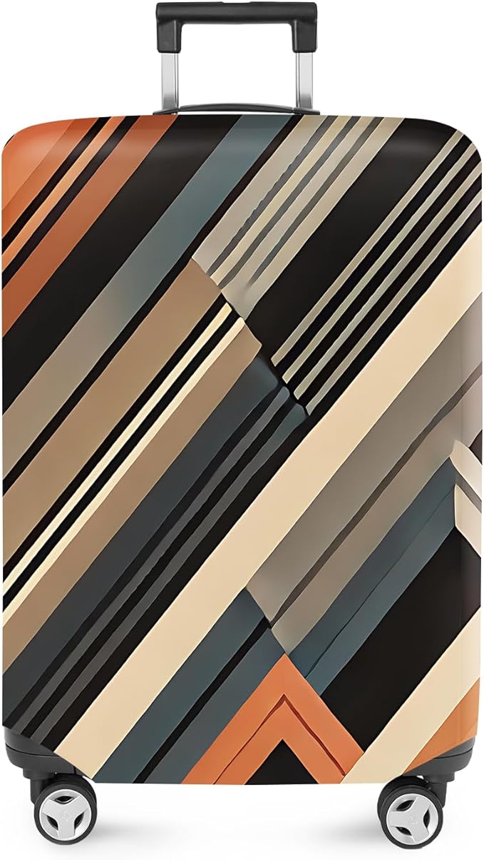 ANNA QUEEN Modern Geometric Luggage Cover, Abstract Striped Suitcase Protector for 20-22 Inch, Durable, Stretchable Travel Cover, Stylish & Washable Luggage Sleeve
