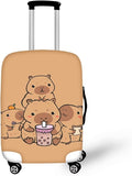 Milk Tea Capybara Luggage Cover Fit 30-32 Inch Universal Thickness Suitcase Covers Protector with Invisible Zipper Scratch-Resistan Travel Luggage Baggage Case