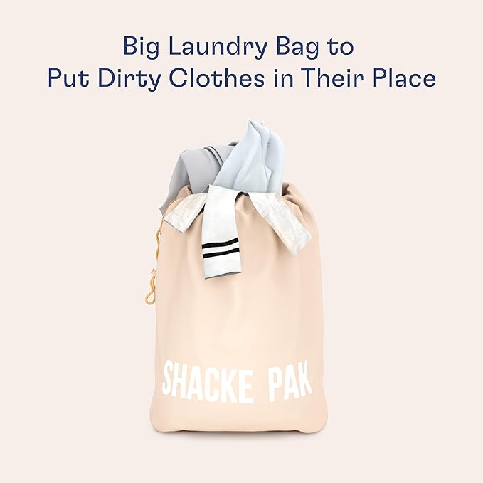 Shacke Premium 5 Packing Cubes Set - Lightweight Mesh Travel Luggage Organizers with Laundry Bag, 5-Piece Suitcase Storage System (Cream)