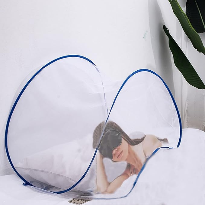 CMINGJ Portable Mosquito Head Net Foldable Pop-Up Travel Essentials Mosquito Net for Bed Free Installation-Large Size Suitable for Bedroom, Camping, nap (Medium)