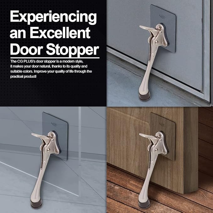 One-Touch Doorstop Adhesive Bracket (White, 6inch x 1pack)