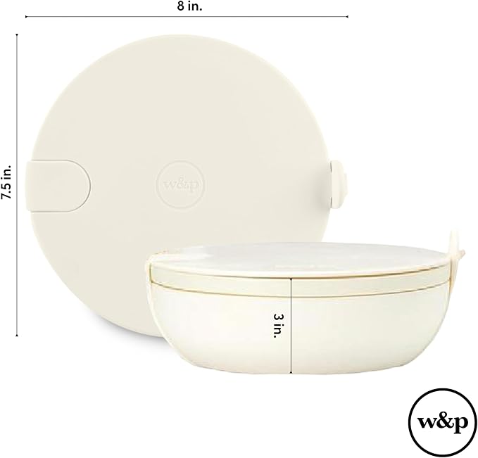 W&P Porter Ceramic Bowl Lunch Container w/ Protective Non-slip Exterior, Charcoal 1 Liter | Lid & Snap-tight Silicone Strap | Food Storage, Bento Box, Meal Prep | BPA-Free Ceramic