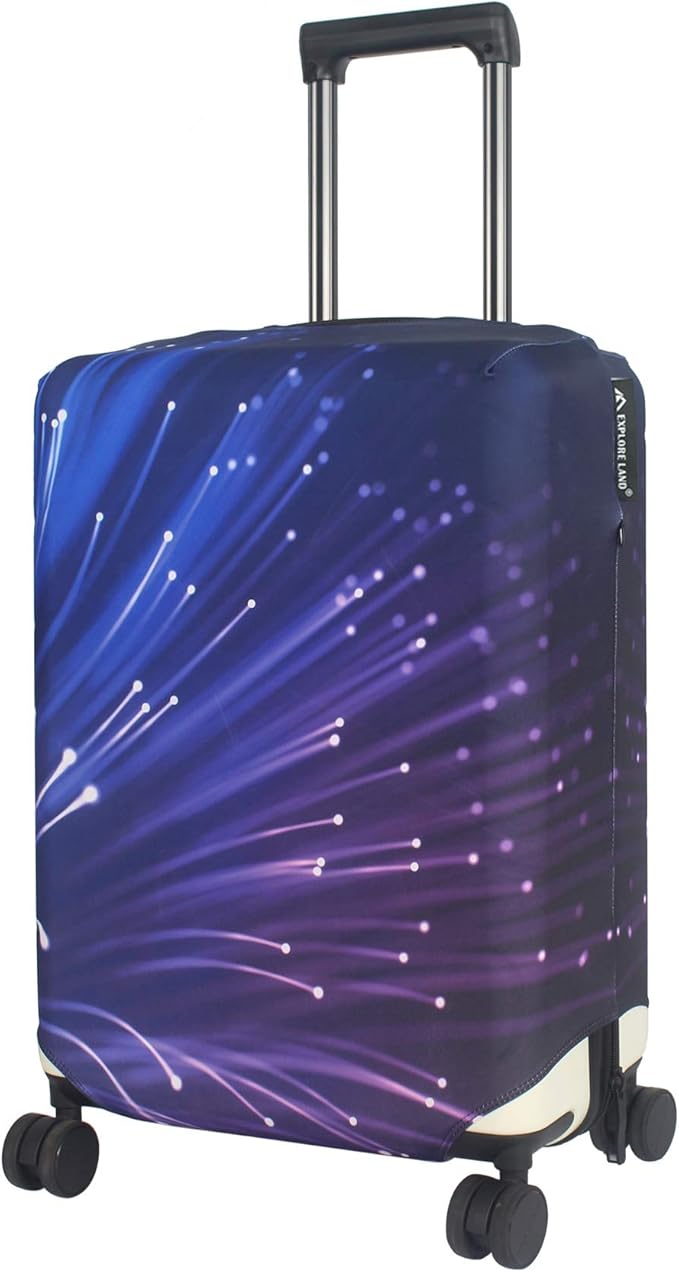 Explore Land Travel Luggage Cover Suitcase Protector Fits 27-30 Inch Case (Fireworks, L)
