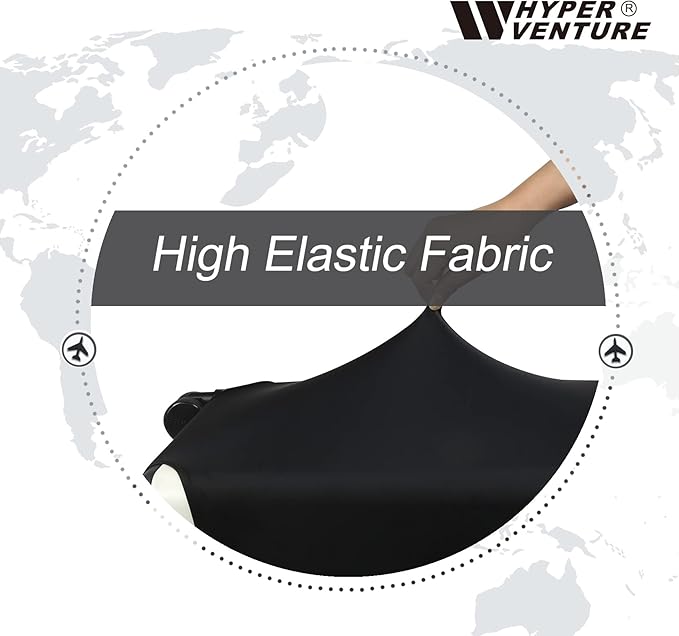 HYPER VENTURE Washable Luggage Cover - Fashion Suitcase Protector Fits 23-26 Inch Luggage (Black, M)