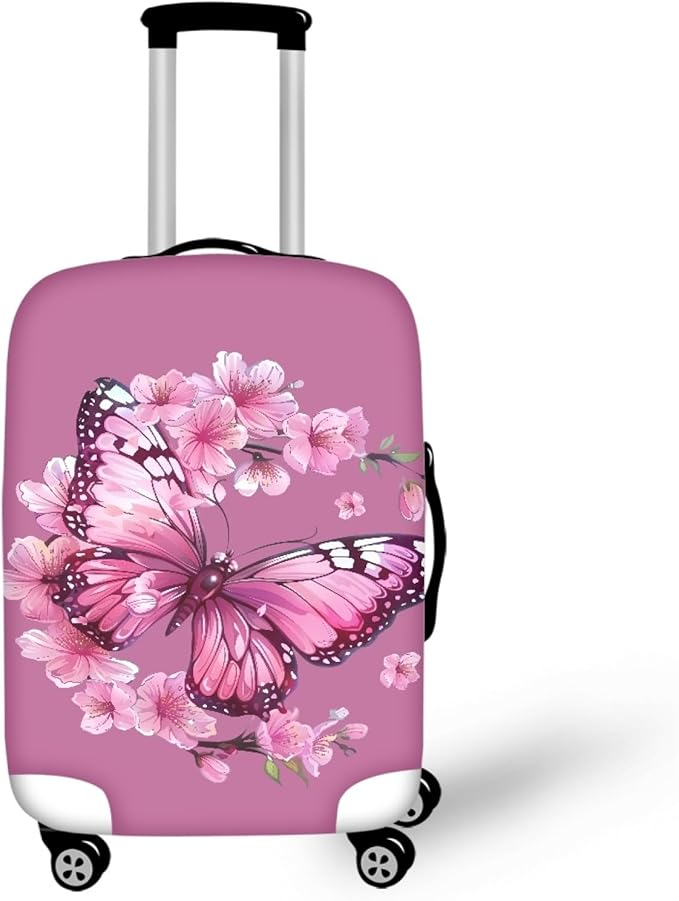 Purple Butterfly Luggage Cover Anti-scratch Baggage Suitcase Protector Fits 22-25 Inch Luggage
