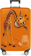 ANNA QUEEN Giraffe Fun Luggage Cover, Playful Giraffe Design with Beach Ball and Chair, Stretchable, Washable Travel Sleeve for 20-22 Inch Luggage
