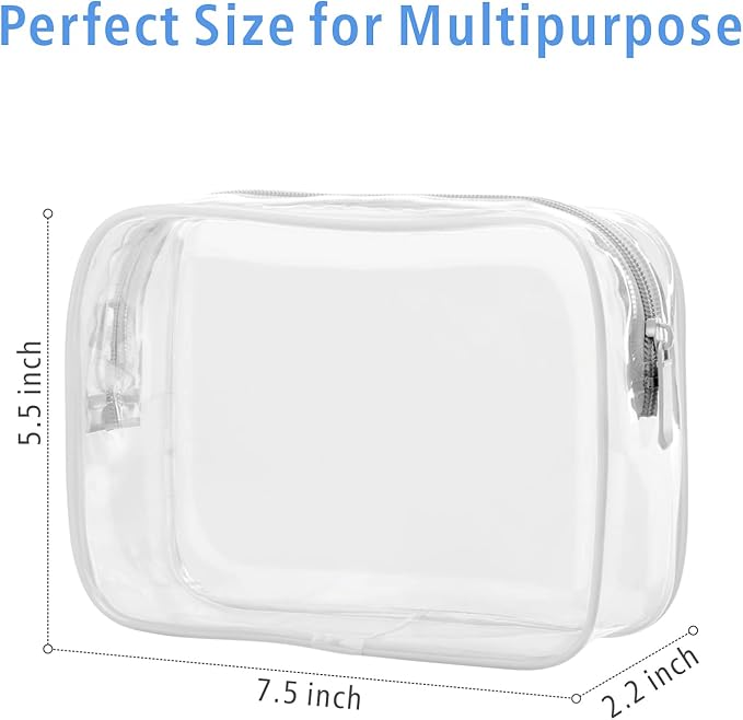 PACKISM Clear Toiletry Bag, 5 Pack TSA Approved Toiletry Bag Quart Size Bag, Travel Makeup Cosmetic Bag for Women Men, Carry on Airport Airline Compliant Bag, White, Yellow, Blue, Purple, Pink…