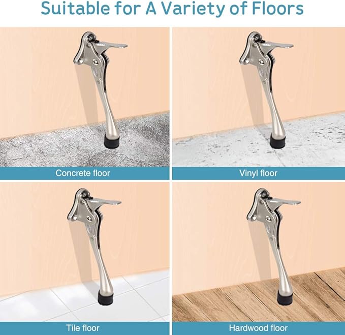 Door Stopper, One-Touch semi-Automatic Metal Door Stopper, with Non-Slip Rubber Tip for Wood, Concrete, Tiled, and Carpeted Floors (6inch x 15pack, Satin Nickel)