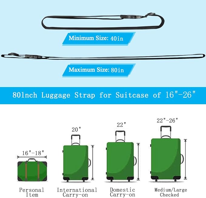 2Pcs Luggage Straps for Suitcase Travel Accessories TSA Approved, 80In Long Belts to Keep Your Suitcase Secure, Adjustable Bag Straps with Quick-Release Buckle for Travel Bag Closure, Rose