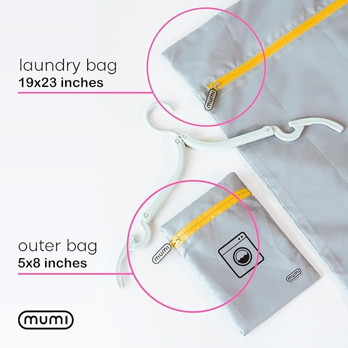 MUMI Travel Laundry Bag – Moisture & Smell-Proof Wash Bag with Folding Hanger & Outer Pouch | Large Washable Bags for Suitcase, Gym & Packing | Clothes Organizer for Trips & Storage - Purple