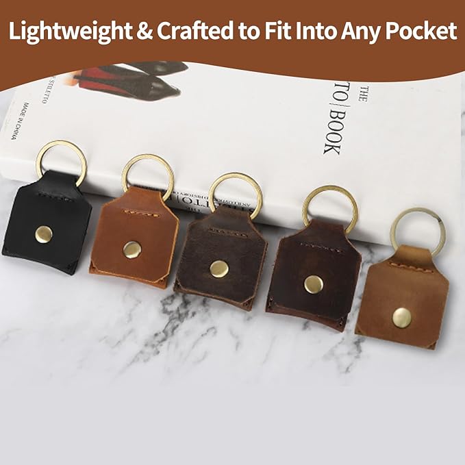 Jack&Chris Genuine Leather SD Card Holder Keychain, Anti-Shock Anti-Dust SD Card Case, Portable Camera Accessories for SD CF CFexpress Micro SD Nano SIM and Micro SIM Cards, Coffee