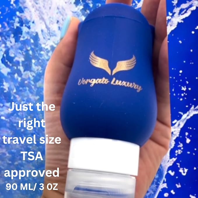 Vorgato Luxury- Silicone Travel Bottles for Toiletries - 3oz Silicone - TSA Approved - Refillable Travel Bottles 3 pcs (Fuschia, Red, Blue)