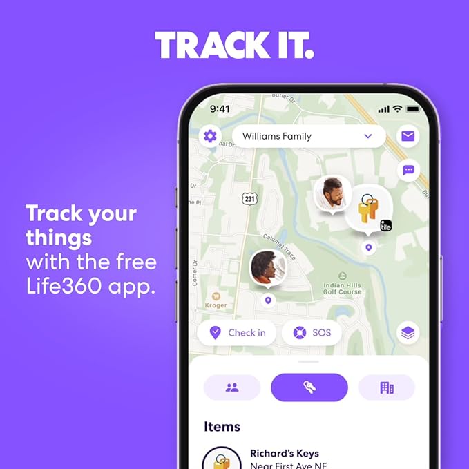 Tile by Life360 Mate - Bluetooth Tracker, Keys Finder and Item Locator for Keys, Bags and More. Phone Finder. Both iOS and Android Compatible. 1-Pack (Navy Blaze)