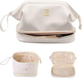 Bridal Shower Gifts, Cosmetic Bags for Women, Initial Makeup Bag, Women Gifts,Beach Bag Essentials Cosmetic Bag with Makeup Brush Organizer, Toiletry Bag Mothers Gifts
