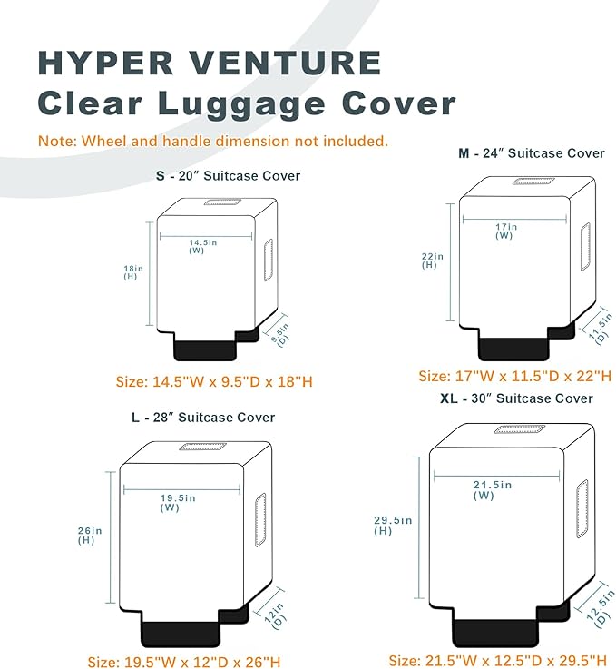 HYPER VENTURE Clear PVC Luggage Cover Full Transparent Suitcase Protector Fits 28 Inch Luggage, L