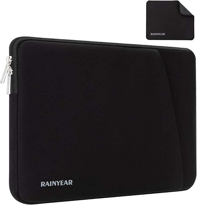 RAINYEAR Laptop Sleeve Case with Front Pocket, 17 Inch Protective Portable Case with Front Pocket, Briefcase Laptop Carrying Bag Cover Compatible for HP/Dell/Lenovo/Asus/Acer, Black