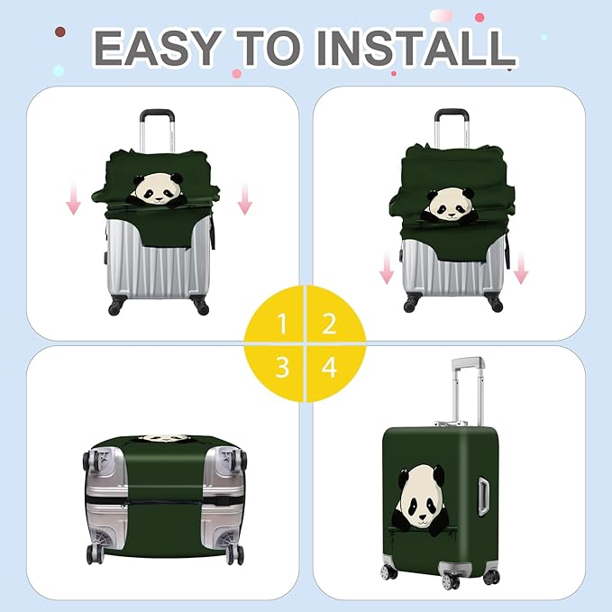 ANNA QUEEN Panda Luggage Cover, Cute Panda Design Suitcase Protector, Stretchable Washable Travel Sleeve for 20-22 Inch Luggage