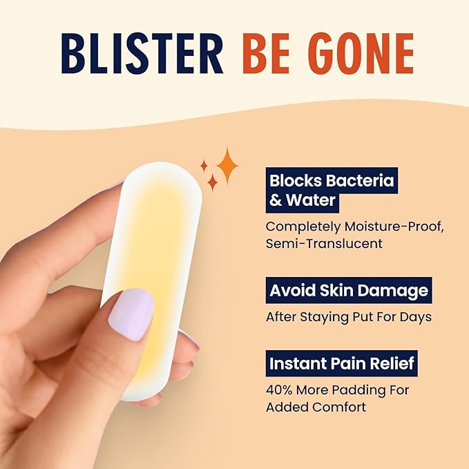 Dr. Frederick's Original Better Blister Bandages - 24 ct - Healing Blister Pads - Grab-N-Go - Water Resistant - 40% More Cushioning - Hydrocolloid - Feet, Toe, & Heel Blister Prevention - Spot Pack