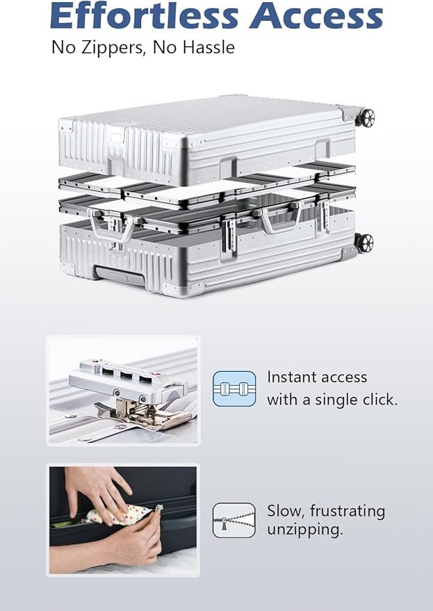 HotWay 22 Inch Checked in Luggage with Aluminum Frame,PC Hard Shell Suitcase with Spinner Wheels and TSA Lock, Large Suitcase for Travel