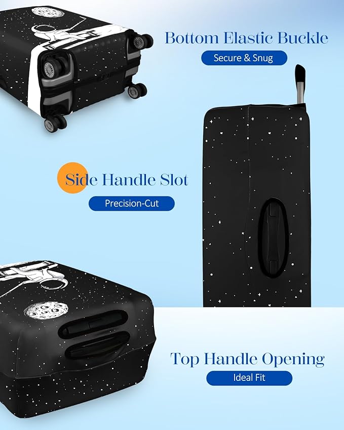 Slohif Luggage Cover for Suitcase Tsa Approved Protector - Luggage Sleeve Large Suit Case Cover Travel Stretch Baggage Case Protective Washable Fit 21-23 Inch Astronaut S