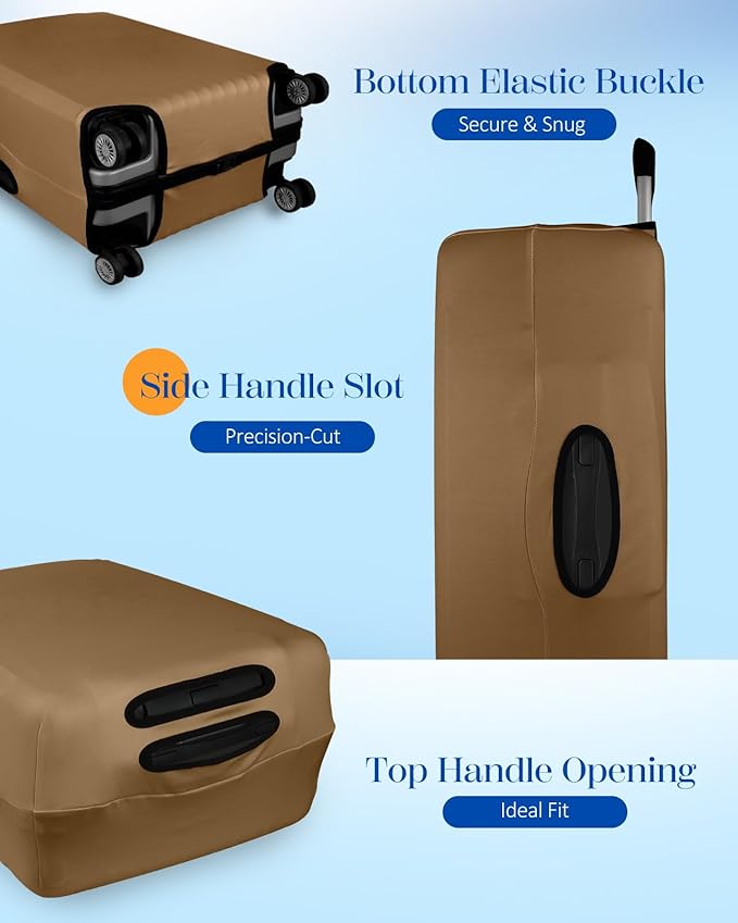 Slohif Luggage Cover for Suitcase Tsa Approved Protector - Luggage Sleeve Suit Case Cover Travel Stretch Large Baggage Case Protective Washable Fit 22-24 Inch Brown