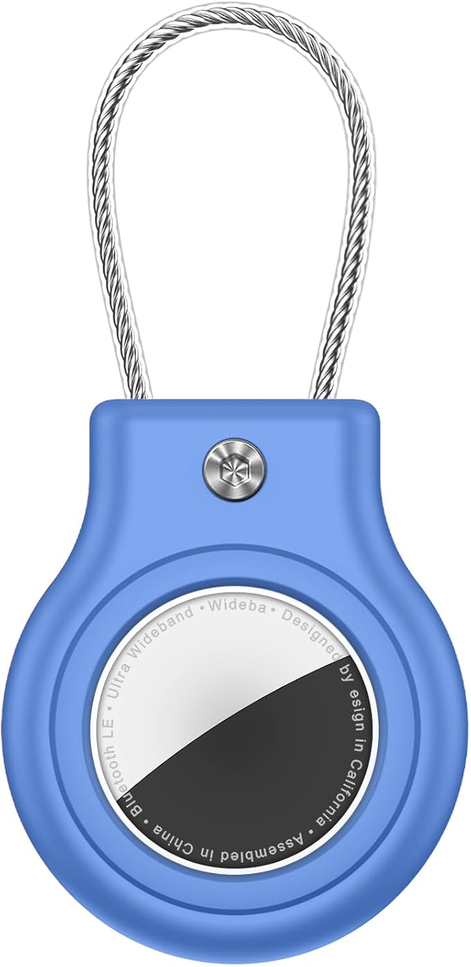 Waterproof Airtag Holder,Airtag Case with Secure Lock,Airtags Keychain for Apple Airtag,Anti-Lost Protective Cover Air tag Accessories for GPS Item Finder Tracker Luggage,Bag,Key,Pet,Cat Dog,Blue