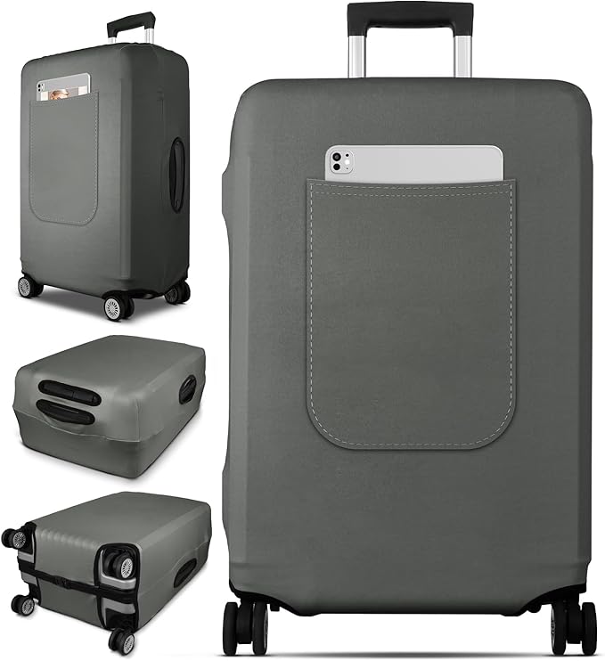 Slohif Luggage Cover for Suitcase Tsa Approved Protector - Luggage Sleeve Suit Case Cover Travel Stretch Large Baggage Case Protective Washable Fit 22-24 Inch Gray