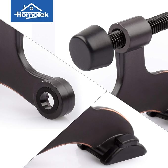 HOMOTEK 8 Pack Hinge Pin Oil Rubbed Bronze Door Stopper,Adjustable Deluxe Heavy Duty Door Stopper 2-1/2"x1-3/4”,with Black Rubber Bumper Tips