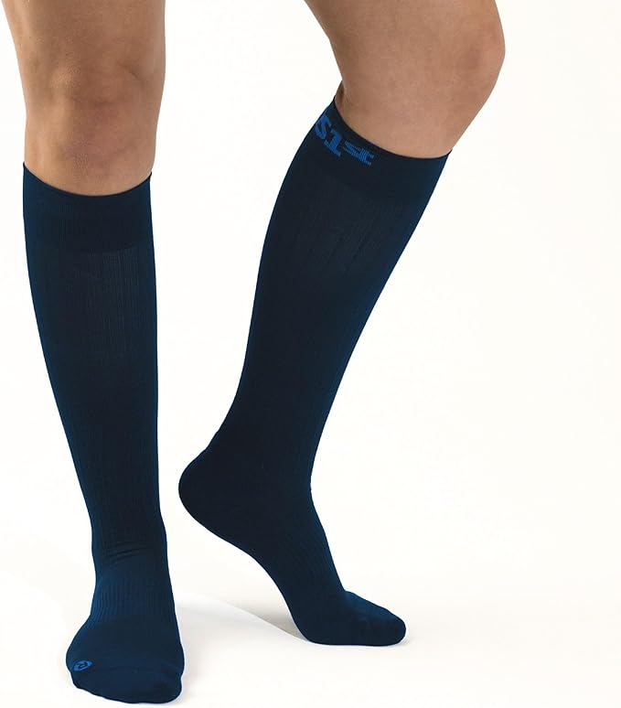 Medical Grade Compression Socks for Men & Women 15-20 mmHg by OrthoSleeve (Navy, Small)