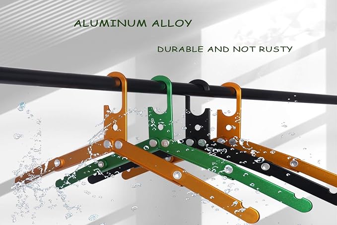 Hikeman Travel Hangers Metal Heavy Duty Folding Hangers for Wet Clothes Portable Space Saving Travel Accessories for Camping Cruise Hotel (3, Green)