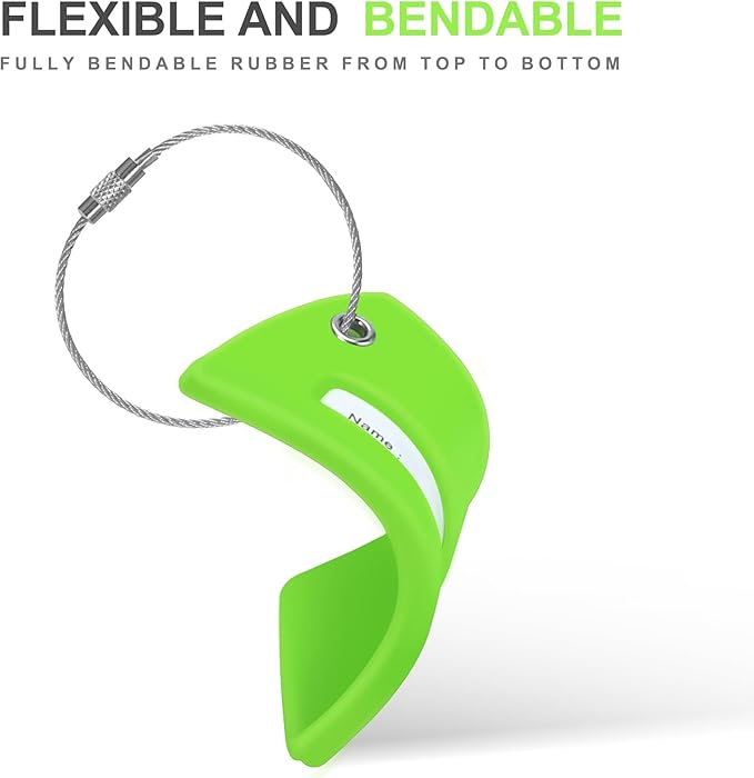 8 Pcs Luggage Tags for Suitcases, 26 Initial Letter Travel Luggage Baggage Identification Labels ID Tags Fully Bendable Tags with Stainless Steel Loop (Letter K, Green)