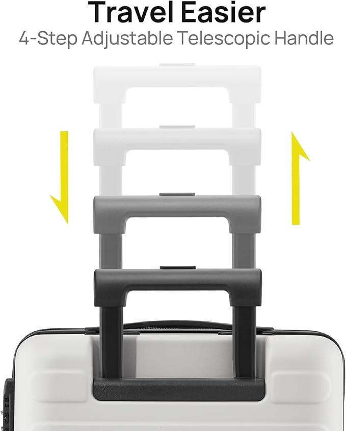 Carry on Luggage 22 X 14 X 9 Airline Approved, 20 Inch Luggage for 3-5 Days Travel, Double Spinner Wheels, 100% Hardshell PC, TSA Lock (05-Lily White (Basic), Carry-On 20-Inch)