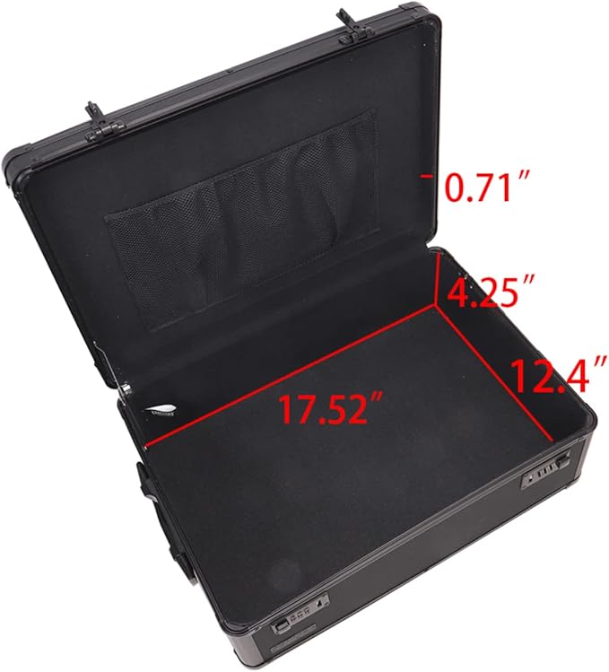 Vaultz Storage Lock Box - 6.5 x 19.25 x 13.5 Inch Lockable Dorm Storage Trunk with Combination Lock - Briefcase, Medicine Box, Lock Boxes for Personal Items, Cash, Laptop - Black on Black