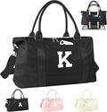 Initial Travel Duffel Bag Sports Gym Bag for Boys Teen Birthday Gifts,Black Personalized Weekender Bag Carry On Tote Bags for Men,Waterproof Overnight Luggage Bag Airplane Travel Essentials(Letter K)