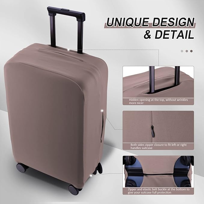 Travel Luggage Cover Suitcase Protector Scratch-Resistant Fit 19-31 Inch Suitcase, Not Included Suitcase (Khaki, 2XL(30-31 inch))