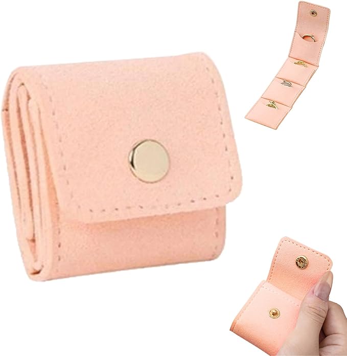 Mini Travel Jewelry Bag - Small Foldable Jewelry Case & Organizer Pouch with Snap Closure, Soft Fabric for Tangle-Free Necklaces Rings Earrings, Portable Storage Holder for Women Gift (White x 1)