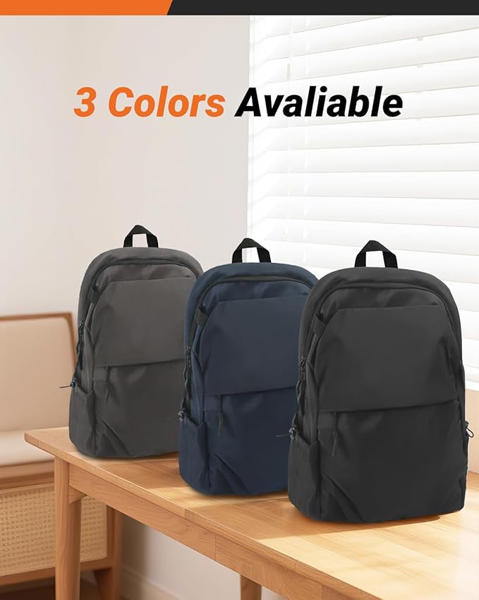 Multi-Pocket Laptop Backpack, 24L Capacity, Fits 14-inch Laptop, 16.9x12.6x5.5 inches, 1.1 lbs, Black/Navy/Gray (Black)
