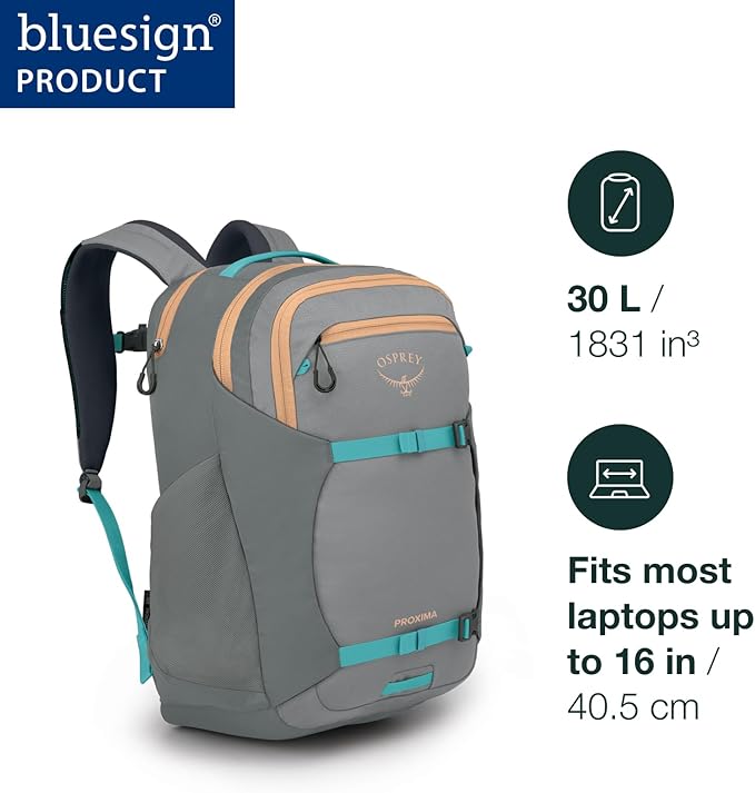 Osprey Proxima 30L Campus Laptop Backpack - Organized Everyday Pack with Tech Storage, Water Bottle Pockets, and Comfortable Carry - Perfect for School, Commute, and Travel, Kazuma Print/Toffee Orange