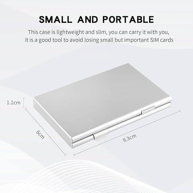 Aluminum SIM Card Case, 21Slots Ultrathin SIM Card Holder, Fit for 4 SIM Card, 4 Micro sim Card, 12 Nano sim Card and 1 Cell Phone Eject Pin Slots, Silver